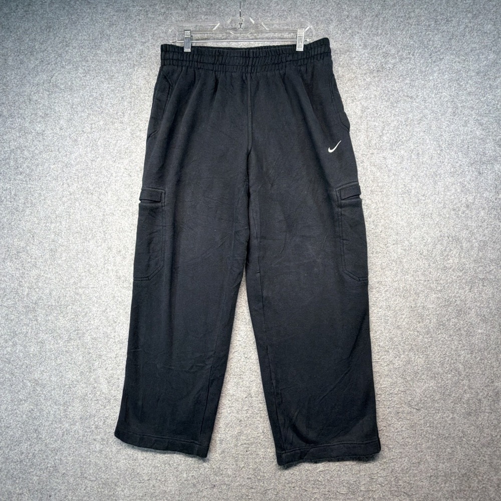 Nike Men's Black Fleece Jogger Sweatpants Size M Pockets Drawstring 341576